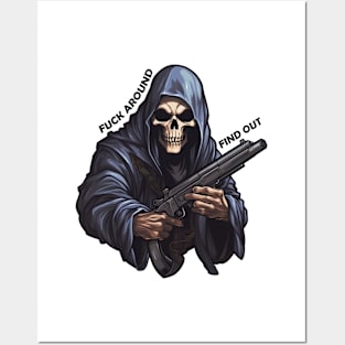 Fuck Around Find Out Grim Reaper Halloween Posters and Art